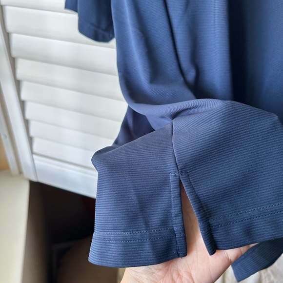 Navy Ribbed Polo Shirt - Picture 5 of 8